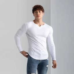 Men Slim Fit Fashion Long Sleeved Top Fitness Motion Hip Hop Streetwear Running And Fitness V Neck Trend Top