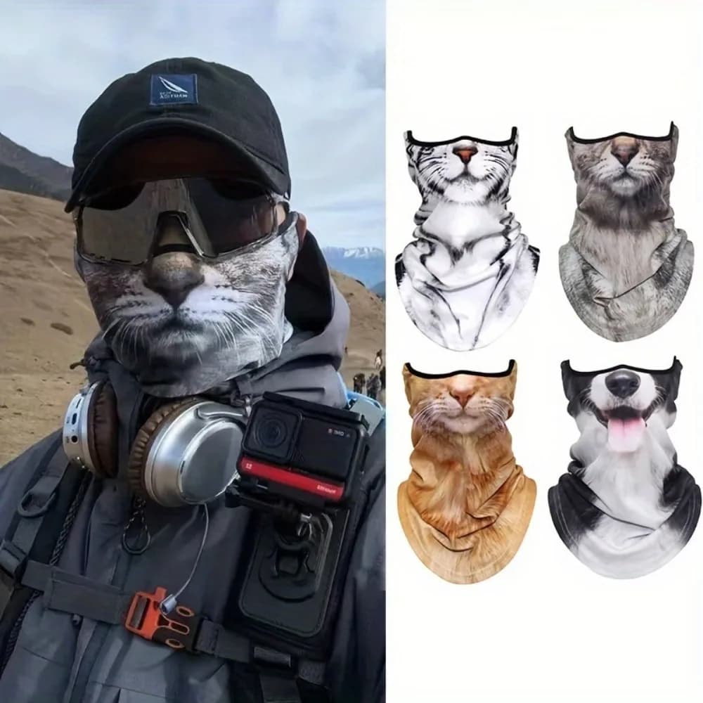 3D Cute Animal Balaclava Motorcycle Motocross Ski Snowboard Hat Helmet Liner Cat Dog Biker Neck Warmer Face Cap Cycling Headgear