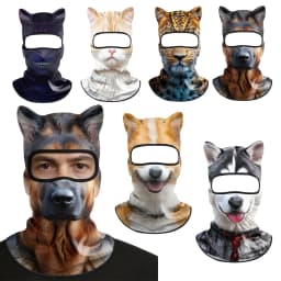 3D Animal Balaclava Cute Animal Print Balaclava with Ears Ski Snowboard Mask Soft Full Face Hood Mask for Music Festivals Raves