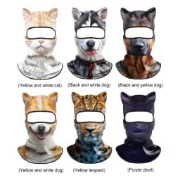 3D Animal Balaclava Cute Animal Print Balaclava with Ears Ski Snowboard Mask Soft Full Face Hood Mask for Music Festivals Raves