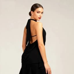 2026 New Adult Latin Dance Dress for Women Black Strappy Design Suitable Dancewear Training Performance Cha-cha Rumba Costume