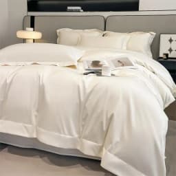 Premium Quality Duvet Cover Set 1000TC Egyptian Cotton Solid Plain Double Twin 4pcs Bedding set 1Flat/Fitted Sheet 2Pillow shams
