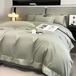 Premium Quality Duvet Cover Set 1000TC Egyptian Cotton Solid Plain Double Twin 4pcs Bedding set 1Flat/Fitted Sheet 2Pillow shams