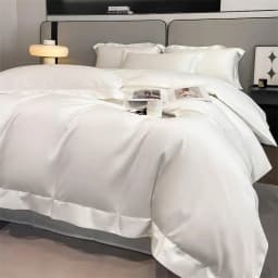 Premium Quality Duvet Cover Set 1000TC Egyptian Cotton Solid Plain Double Twin 4pcs Bedding set 1Flat/Fitted Sheet 2Pillow shams