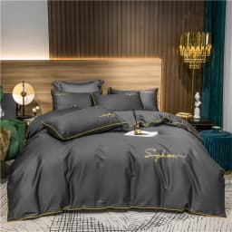 Svetanya Solid Cotton Embroidery Bed Linens Hotel Home Bedding Sets Sheet Pillowcase Duvet Cover Set