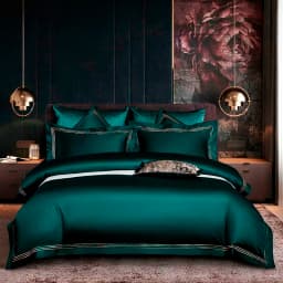 Embroidered Deep Green Blue Duvet Cover Premium Soft Egyptian Cotton Bedding set Double Queen King 4/6Pcs Bed Sheet Pillowcases