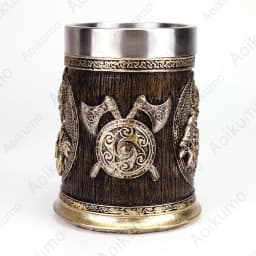 Norse Mythology Odin Thor Mug Tankard 304 Stainless Steel Resin 3D Retro Beer Stein Birthday God of War Lover Gift 600ml 20 oz