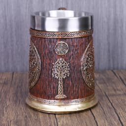 Danegeld Viking TREE LIFE Mug Tankard Norse Mythology Fans Beer 304 Stainless Steel Resin Stein Cup Goblet Wine Glass 600 200 ml