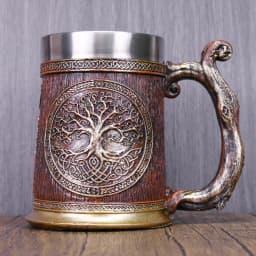 Danegeld Viking TREE LIFE Mug Tankard Norse Mythology Fans Beer 304 Stainless Steel Resin Stein Cup Goblet Wine Glass 600 200 ml