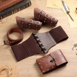 5pcs/4pcs Medieval Renaissance Costume Set Wallet/Belt/Pouch/Keychain Corset PU Leather Belt Wallet Hiking Steunk Viking Cosp