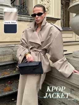 Elegant Lace Up Solid Overcoat Women Chiclapel Collar Button Full Sleeve Loose Coat Autumn Female Street New Oversize Outerwear