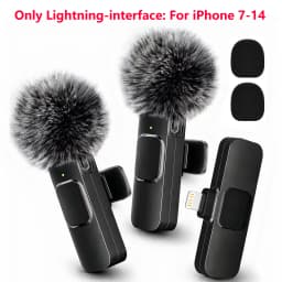 Wireless Lapel Microphone, Lightning Connector Only, mini Clip Microphone, Suitable for Live Streaming, Vlogs, Interviews.