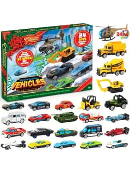 2026 Christmas Vehicles Toys Advent Calendar 24 Days Countdown Calendar Diecast Cars Set Christmas Vehicles Toys for Boys Kids, Classroom Prizes Xmas Gift, Xmas Party Favor Gifts, Advent Calendar Kids