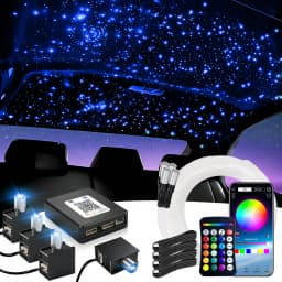 14W Split Starlight Headliner Kit, Fiber Optic RGBW Star Lights for Car Roof Ceiling with 1/2/4 Light Heads, APP/Remote Control, Static 10 Colors