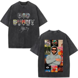 Rapper Bad Bunny Washed Vintage T-shirt Debi Tirar Mas Fotos DTMF World Tour 2026 T Shirts Men Women Fashion Hip Hop T-shirts