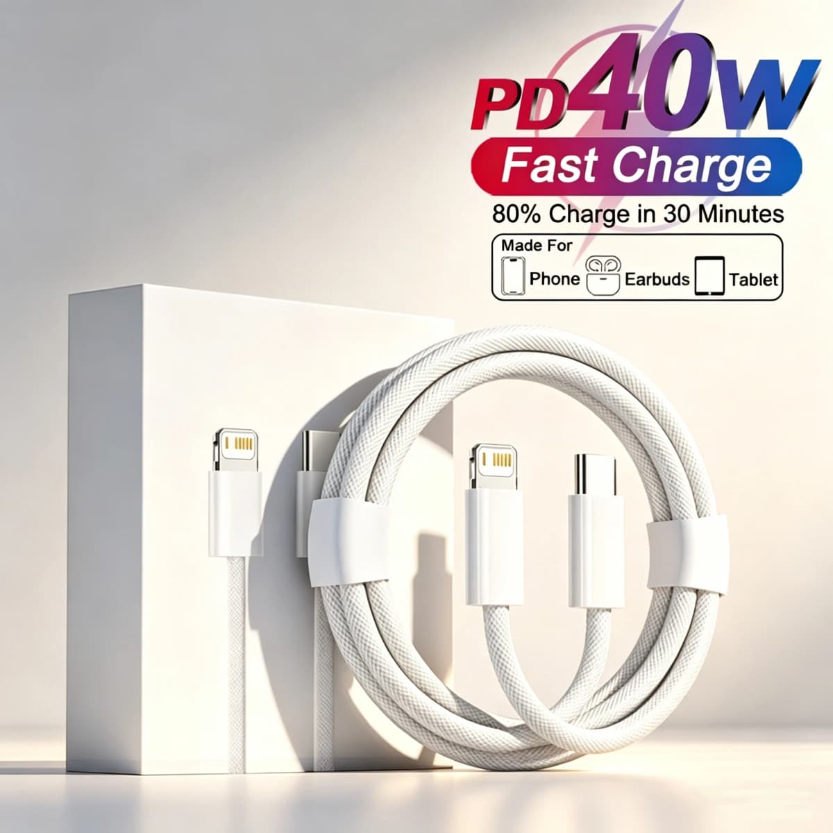 PD 40W Fast Charging USB Cable For iPhone 14 13 12 11 Pro Max 8 7 Plus XS XR Type C Data Line 2M Quick Charge Phone Accessories