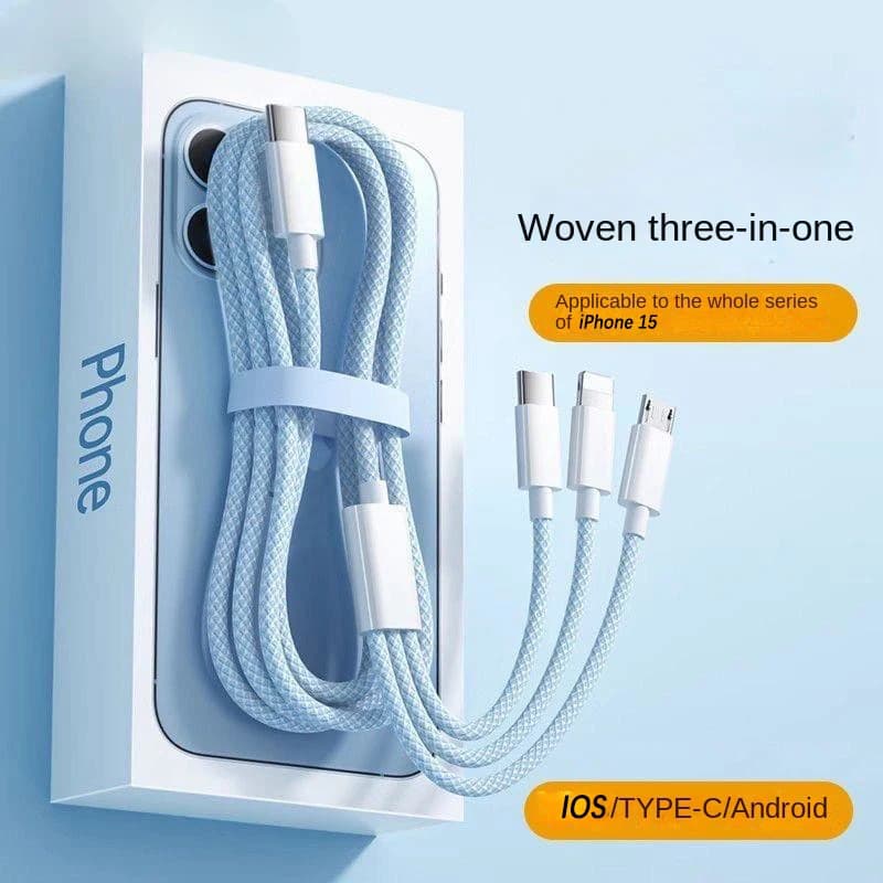 3 In 1 Fast Charging Cable 100W For Xiaomi iPhone Poco Micro USB Type C Charger Cable Cord Multiple Usb C Charging Wire Line