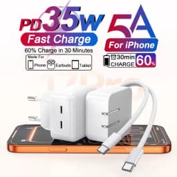 For Apple Original PD 35W Dual Type C Charger For iPhone 17 Air 13 12 11 14 15 16 Pro Max Plus iPad Charger Fast Charging Cable
