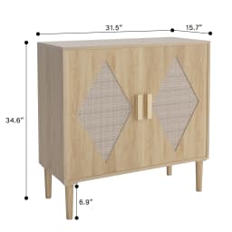 GarveeLife Boho Wooden Sideboard with Rattan Doors for Living Room/Dining Room/Hallway - 2 Doors, Adjustable Shelf, Storage - 80 X 40 X 88 cm