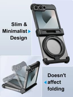 Oatsbasf Metal Phone Case for Samsung Galaxy Z Flip 7 6 with 360° Rotatable Stand Frameless Bumper Protective Z Flip 7 6 Cover