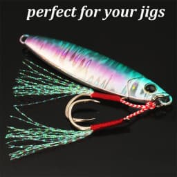 10PCS/Lot Cast Jig Assist Hook High Carbon Steel Angle Barbed Thread Feather Lure Fishing Tackle Slow Jigging Sea Pesca Fishhook