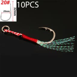 10PCS/Lot Cast Jig Assist Hook High Carbon Steel Angle Barbed Thread Feather Lure Fishing Tackle Slow Jigging Sea Pesca Fishhook