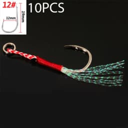 10PCS/Lot Cast Jig Assist Hook High Carbon Steel Angle Barbed Thread Feather Lure Fishing Tackle Slow Jigging Sea Pesca Fishhook