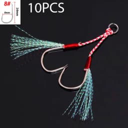 10PCS/Lot Cast Jig Assist Hook High Carbon Steel Angle Barbed Thread Feather Lure Fishing Tackle Slow Jigging Sea Pesca Fishhook