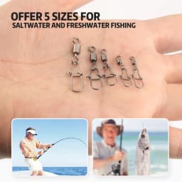 50pc/box Stainless Steel Fishing Connector Pin 4# 6# 8#10#12# Bearing Rolling Swivel with Snap Fishhook Lure Accessories