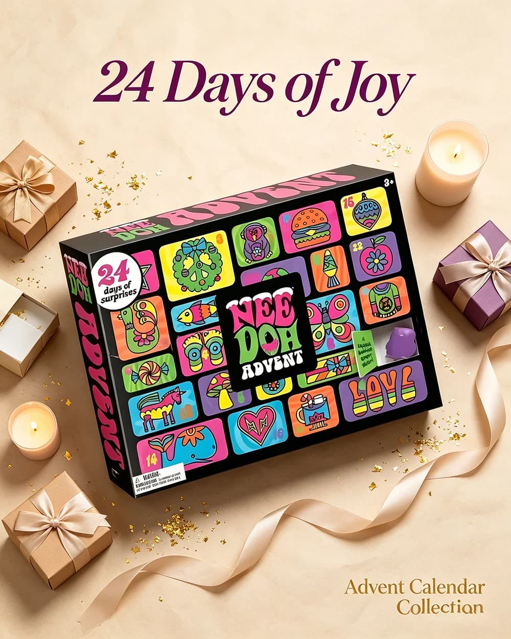 2026 New Hot Needoh Advent Calendar 24 Day Countdown New Year Family Friends Blind Box Party Squishy Squeeze Toy Stress Relif