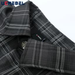 Chicano Safari Short Sleeve Shirt Mens Summer Streetwear Casual Loose Letter Embroidery Lapel Plaid Shirt Man