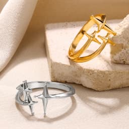 Stainless Steel Knot Rings For Women Girls Gold Color Star Finger Ring Vintage Simply Jewelry Gift Anillos Bague Femme