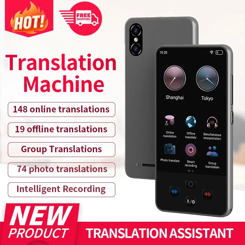 S85 Pro 4‑Inch Touch‑Screen Language Translator Device,138 Languages,Voice Video Recording,Offline Translation,8GB 2000mAh