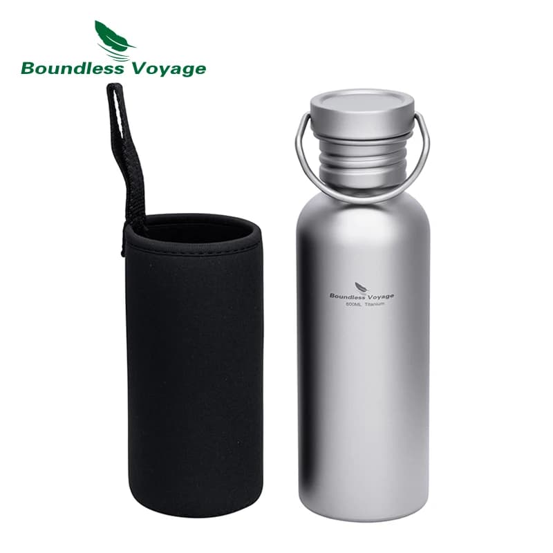 Boundless Voyage Wide Mouth Titanium Water Bottle Reusable Sport Drinking Bottle for Camping Hiking Picnic Climbing Running