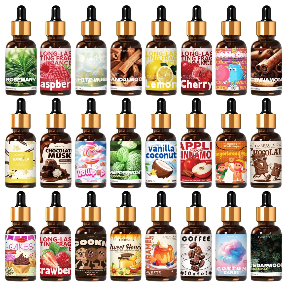36 Type 30ml Fragrance Oils Long Lasting Scents For Humidifier/Diffusers Holiday Gifts For Friends