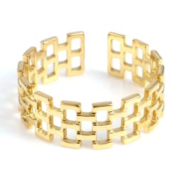 Fashion Stainless Steel Open Rings For Men Women Jewelry Classic Gold Color Link Chain Adjustable Ring Gift (US size 8.5) 18.5mm