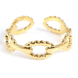 Fashion Stainless Steel Open Rings For Men Women Jewelry Classic Gold Color Link Chain Adjustable Ring Gift (US size 8.5) 18.5mm