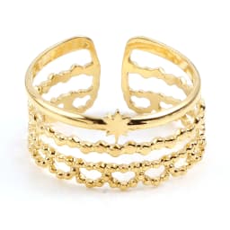 Fashion Stainless Steel Open Rings For Men Women Jewelry Classic Gold Color Link Chain Adjustable Ring Gift (US size 8.5) 18.5mm