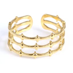 Fashion Stainless Steel Open Rings For Men Women Jewelry Classic Gold Color Link Chain Adjustable Ring Gift (US size 8.5) 18.5mm