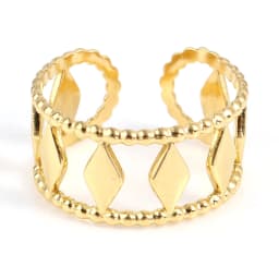 Fashion Stainless Steel Open Rings For Men Women Jewelry Classic Gold Color Link Chain Adjustable Ring Gift (US size 8.5) 18.5mm
