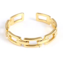 Fashion Stainless Steel Open Rings For Men Women Jewelry Classic Gold Color Link Chain Adjustable Ring Gift (US size 8.5) 18.5mm