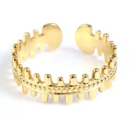 Fashion Stainless Steel Open Rings For Men Women Jewelry Classic Gold Color Link Chain Adjustable Ring Gift (US size 8.5) 18.5mm
