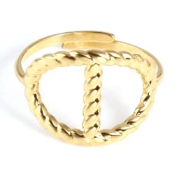 Fashion Stainless Steel Open Rings For Men Women Jewelry Classic Gold Color Link Chain Adjustable Ring Gift (US size 8.5) 18.5mm
