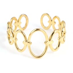 Fashion Stainless Steel Open Rings For Men Women Jewelry Classic Gold Color Link Chain Adjustable Ring Gift (US size 8.5) 18.5mm