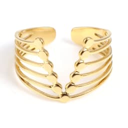 Fashion Stainless Steel Open Rings For Men Women Jewelry Classic Gold Color Link Chain Adjustable Ring Gift (US size 8.5) 18.5mm