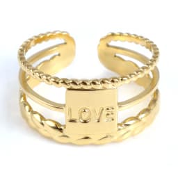 Fashion Stainless Steel Open Rings For Men Women Jewelry Classic Gold Color Link Chain Adjustable Ring Gift (US size 8.5) 18.5mm