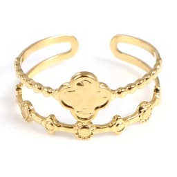 Fashion Stainless Steel Open Rings For Men Women Jewelry Classic Gold Color Link Chain Adjustable Ring Gift (US size 8.5) 18.5mm