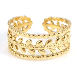 Fashion Stainless Steel Open Rings For Men Women Jewelry Classic Gold Color Link Chain Adjustable Ring Gift (US size 8.5) 18.5mm