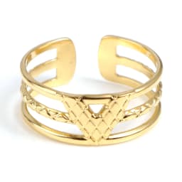Fashion Stainless Steel Open Rings For Men Women Jewelry Classic Gold Color Link Chain Adjustable Ring Gift (US size 8.5) 18.5mm