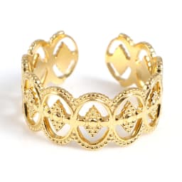 Fashion Stainless Steel Open Rings For Men Women Jewelry Classic Gold Color Link Chain Adjustable Ring Gift (US size 8.5) 18.5mm